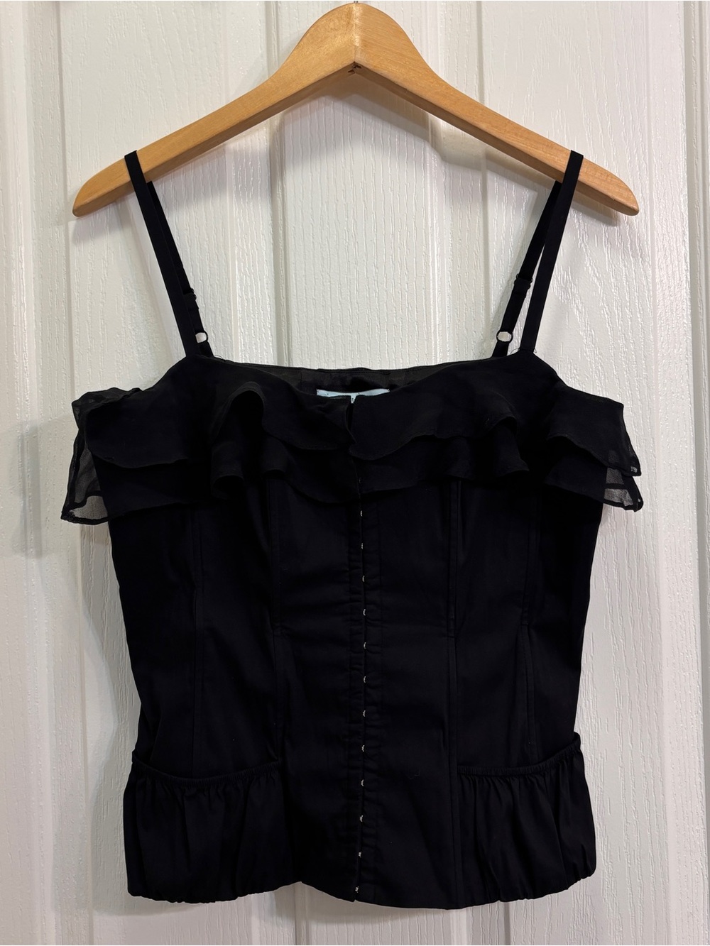 Marciano Black Women's Corset Top with Ruffles